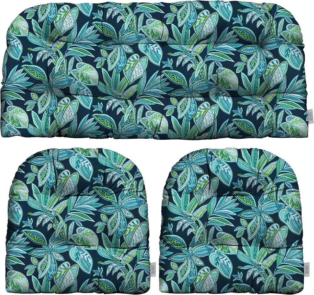 RSH DECOR 3Piece Wicker Tufted Outdoor Chair Cushions for Patio Furniture, Cr...