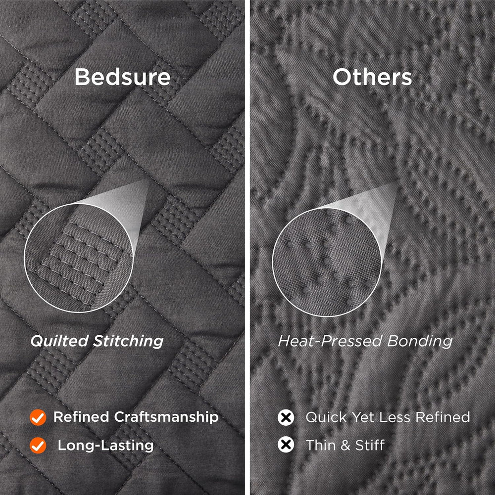 Bedsure Quilts King Size - Grey Bedspreads King Size with Basket Weave Patter...