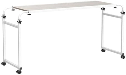 tigerdad adjustable overbed table with wheels, mobile laptop, side view