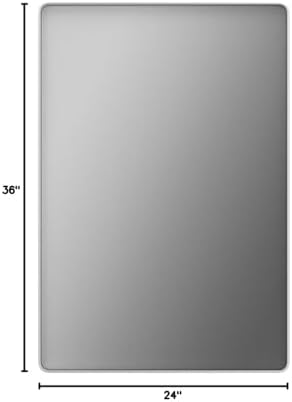 loaao 24x36 inch brushed nickel bathroom mirror, front angle view