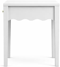 girls nightstand with drawer, cute scalloped bedside table on a desk or shelf