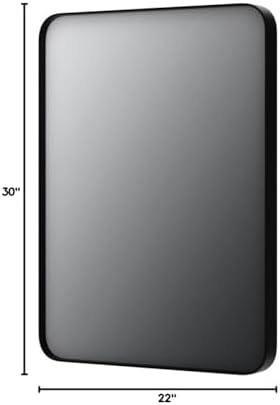 loaao 22x30 inch black bathroom mirror metal framed on a desk or shelf
