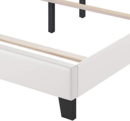 furinno fb19821twh pessac pu leather upholstered platform, twin, front angle view