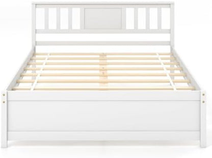 giantex full size solid wood platform bed frame, view 9