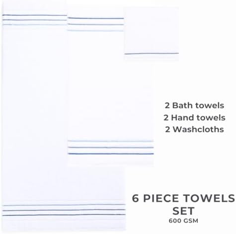Bath Towels Set for Bathroom – Luxury 6-Piece Cotton Towels, Soft Absorbent &...
