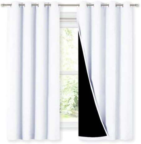 nicetown white 100% blackout lined curtains for kitchen, main product view