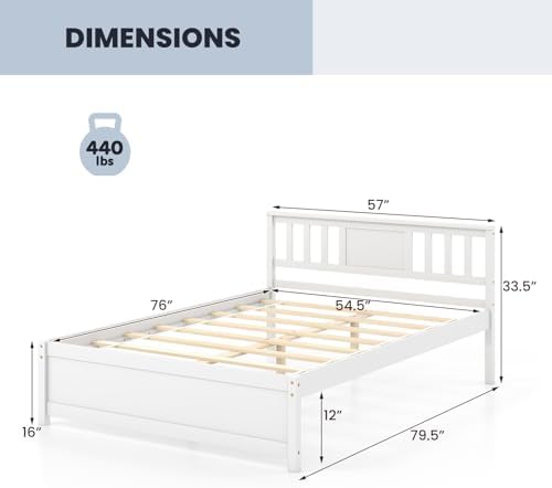 giantex full size solid wood platform bed frame shown in use