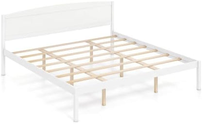 giantex king size wooden bed frame with curved, view 9