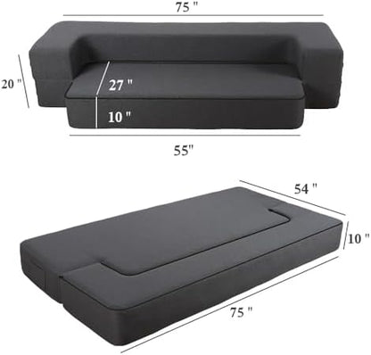 10 inch folding sofa bed memory foam futon shown in use
