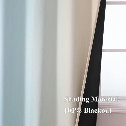 estelar textiler aqua and beige ombre blackout curtains showing dimensions