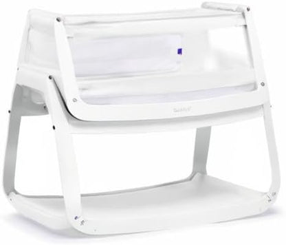 snuz snuzpod 4 bedside bassinet with mattress, white on a desk or shelf