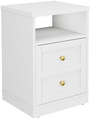 royalcraft white nightstand with storage shelf and door, view 9
