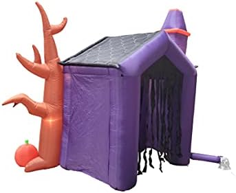 8.5 Foot Halloween Inflatable Haunted House Castle with Skeleton, Ghost & Skulls
