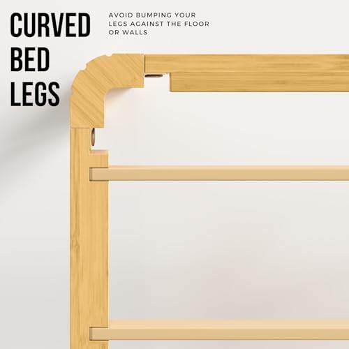 14 inch king size wood bed frame with, front angle view