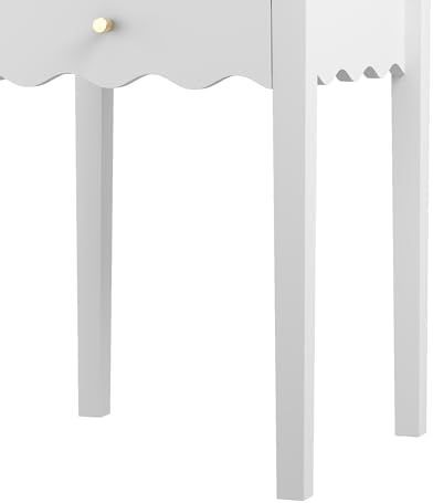 girls nightstand with drawer, cute scalloped bedside table, view 9