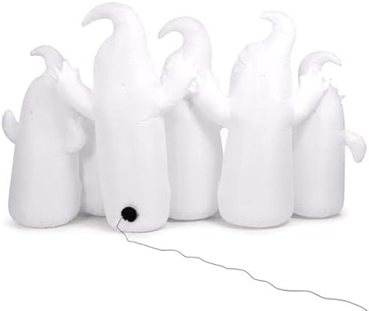 8FT Long Halloween Inflatable 6 Cute Ghosts, LED Yard Decoration