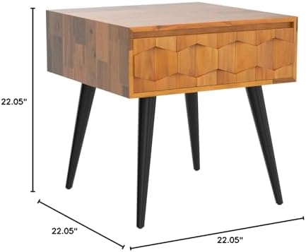 Bme Georgina Solid Wood Mid-Century Modern Side Table with Drawer – Fully Ass...
