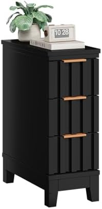 elyken 7.9'' narrow fluted nightstand with 3 drawers, front angle view