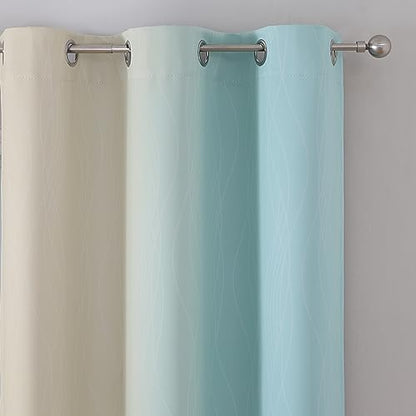 estelar textiler aqua and beige ombre blackout curtains, side view