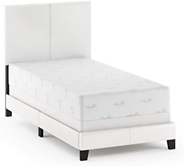 furinno fb19821twh pessac pu leather upholstered platform, twin showing dimensions