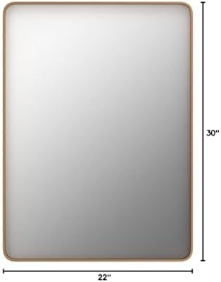 loaao 22"x30" gold bathroom mirror, front angle view
