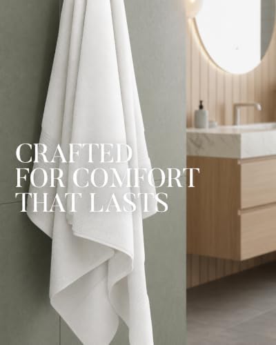 luxury bath towels 4 pack 650 gsm, 34"x56" shown in use
