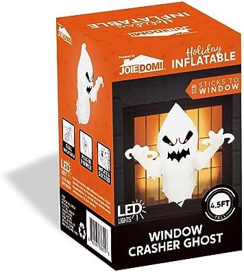 Joiedomi 4.5 FT Halloween Inflatable Ghost with Build-in LEDs, Blow Up Flying Ghost Broke Out from Window for Halloween Window Decorations, Yard, Garden, Lawn Decoration
