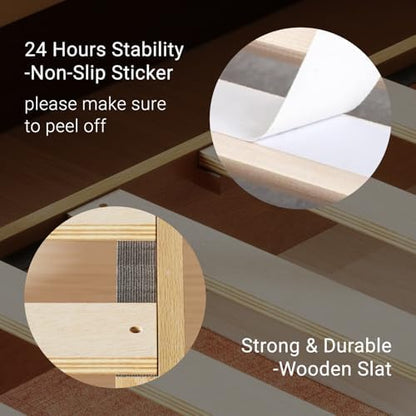 lifement queen bed frame signature wood platform, noise, side view