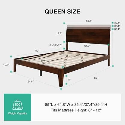 novilla queen bed frame with 3-level adjustable storage shown in use