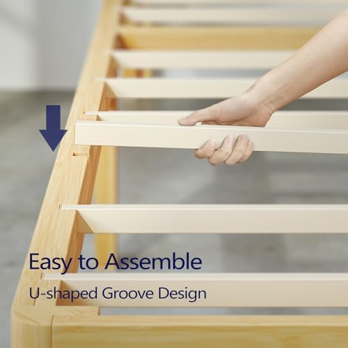 14 inch high bamboo wood heavy duty twin, front angle view