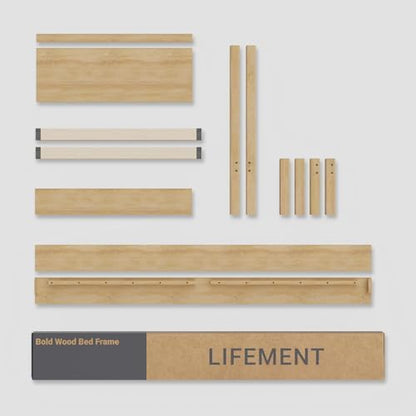 lifement queen bed frame signature wood platform, noise, view 9