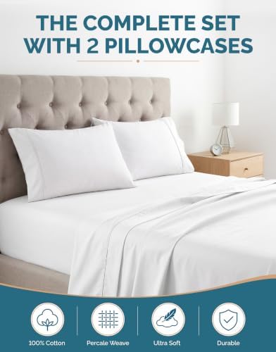 casa platino twin sheets set –100% cotton twin shown in use