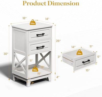 royalcraft 30" tall nightstand, modern painted bedside table, close-up detail