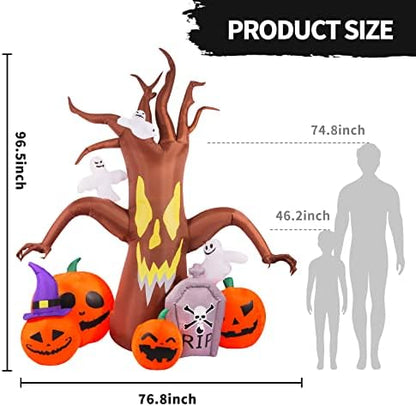 Max Fun 8FT Halloween Inflatables Decorations Inflatable Dead Tree Outdoor Decorations with LED Lights Built-in Blow Up Yard Decoration Pumpkin Ghost for Outdoor Garden Lawn(8Ft-Halloween Dead Tree)