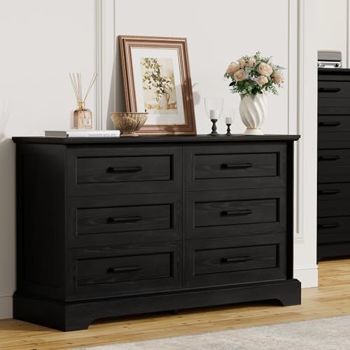 furmax farmhouse dresser for bedroom, 6 drawers dresser on a desk or shelf