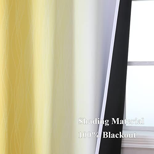 yellow and greyish white ombre blackout curtains for showing dimensions