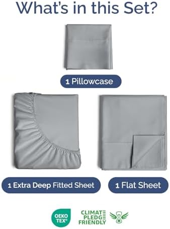 extra deep twin sheet set - 3 piece shown in use