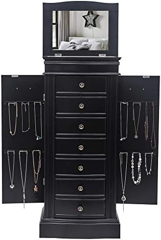 vasitelan large standing jewelry armoire cabinet chest, side view
