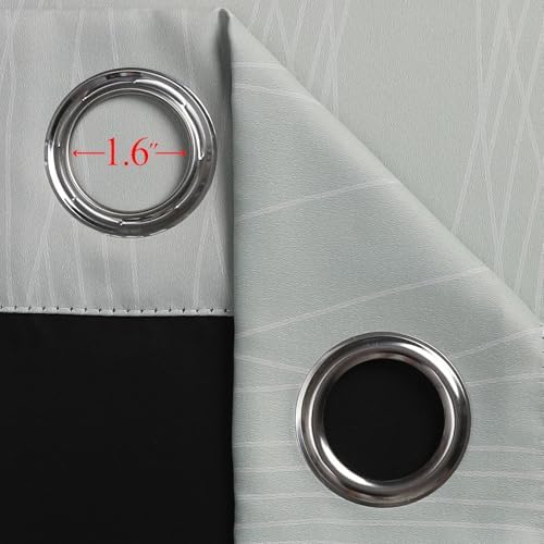 sage green and navy blue ombre blackout curtains on a desk or shelf