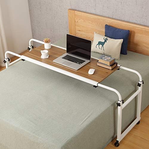 tigerdad adjustable overbed table with wheels, mobile laptop on a desk or shelf