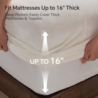 bedelite fleece queen fitted sheet & pillowcases set showing dimensions