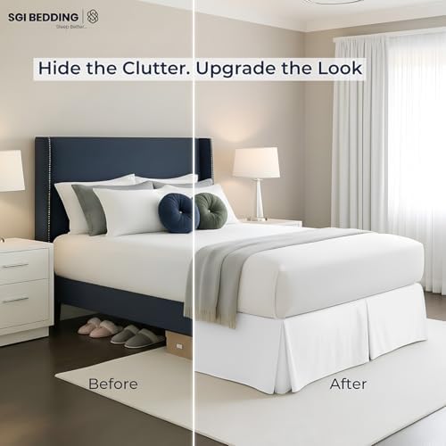 sgi bedding 18 inch drop bed skirt queen showing dimensions