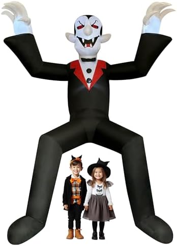 10ft Giant Sitting Vampire Halloween Inflatable with Built-in LED Lights - Outdoor Halloween Decoration for Yard, Eaves, Balcony & Tree Branch, Yard,Doorway,Halloween Party Prop