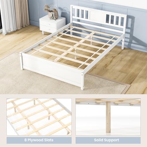 giantex full size solid wood platform bed frame, package contents