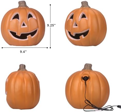 11" Jack O Lantern Halloween Pumpkin Lantern Light Up Pumpkin Decorations Lighted Pumpkin with LED Bulb Indoor/Outdoor Pumpkin Decoration