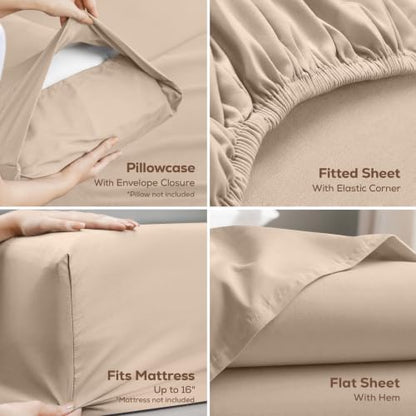 king sheets set, 4 pieces 16" deep pocket, close-up detail