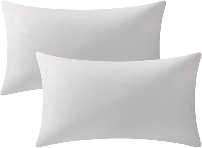 Decorative Pillow Cases 12x20 White : 2 Pack Cozy Soft Velvet Rectangular Throw by DEZENE