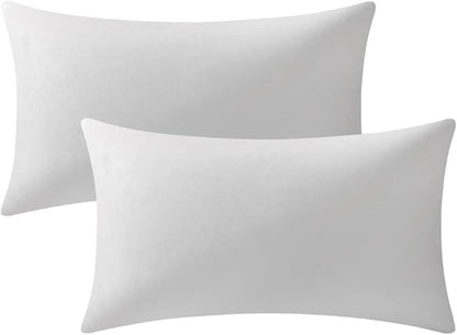 Decorative Pillow Cases 12x20 White : 2 Pack Cozy Soft Velvet Rectangular Throw by DEZENE