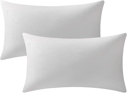 Decorative Pillow Cases 12x20 White : 2 Pack Cozy Soft Velvet Rectangular Throw by DEZENE
