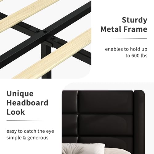 twin bed frame with headboard and led lights showing dimensions